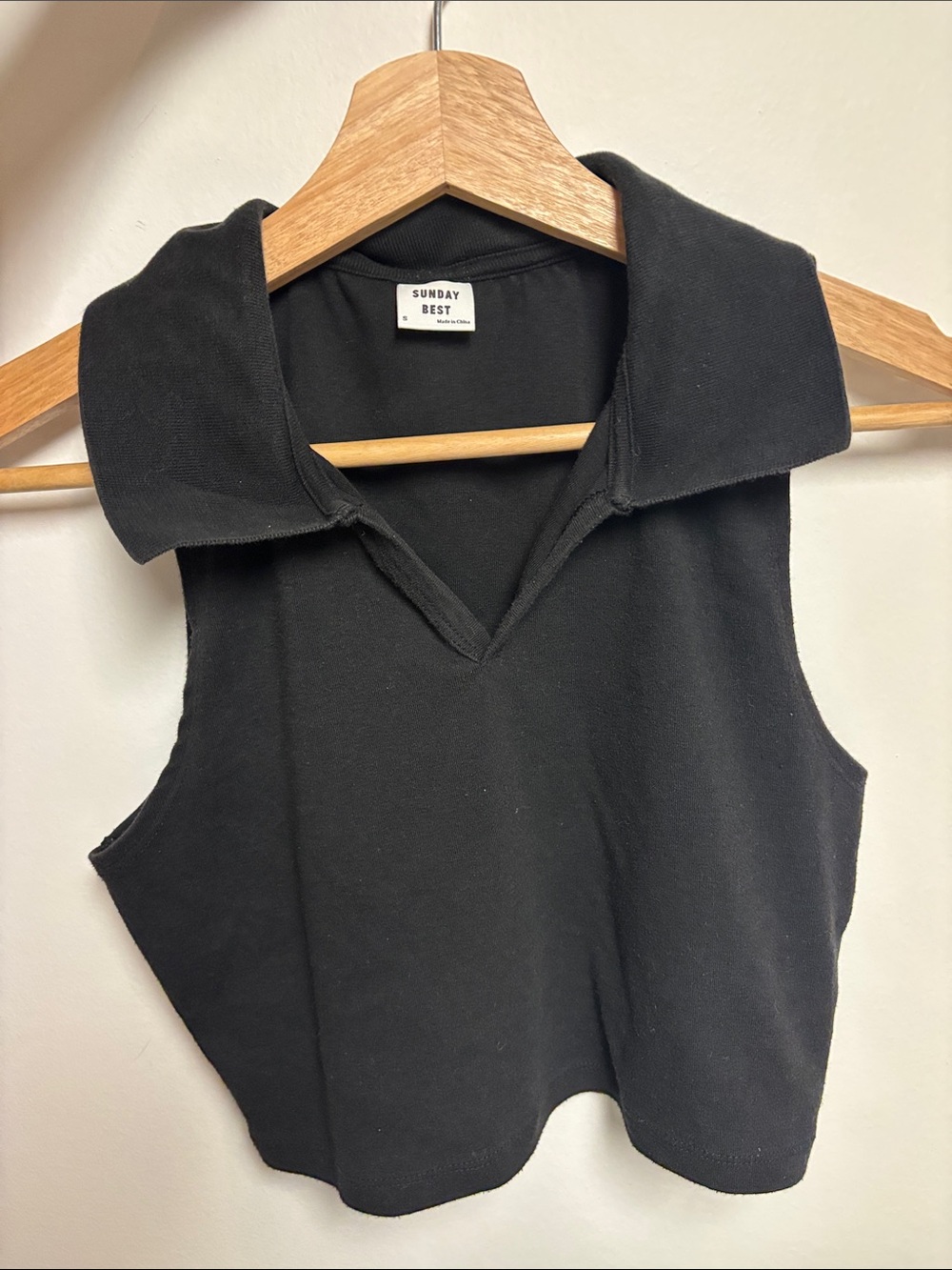 Sunday Best Black Sleeveless Polo Crop Tank